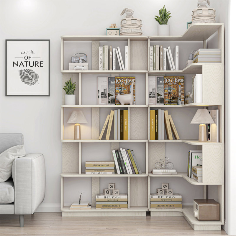 Bibliothèque d'angle peu encombrante de 90 cm + bibliothèque libre extensible de 80 cm, ensemble de 2 tablettes de présentation et 4 autres couleurs optionnelles, meubles librement combinés et assortis