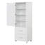 Grande armoire de rangement autoportante blanche avec deux tiroirs et tablette réglable, panneau de fibres à densité moyenne peint-1715940459