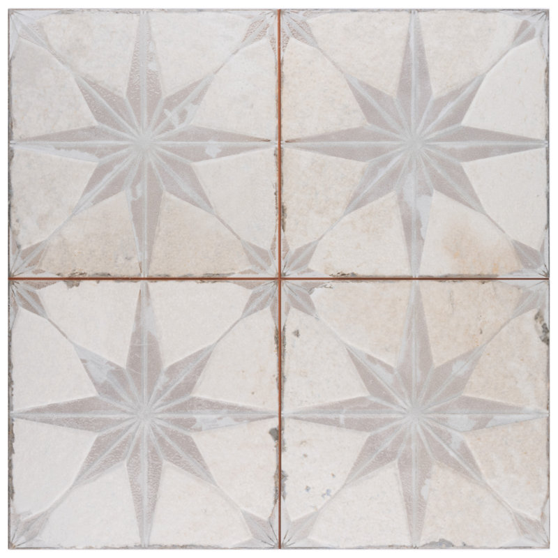 Kings 18" x 18" Ceramic Patterned Wall & Floor Tile, White