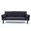 Canapé-lit 3 en 1 en velours - escamotable, coussin et poches, petite causeuse