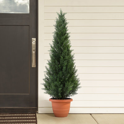 Adcock Faux Cedar in Pot, Fake UV Rated Potted Tree, Faux Green Plant, Fake Tree for Home Décor