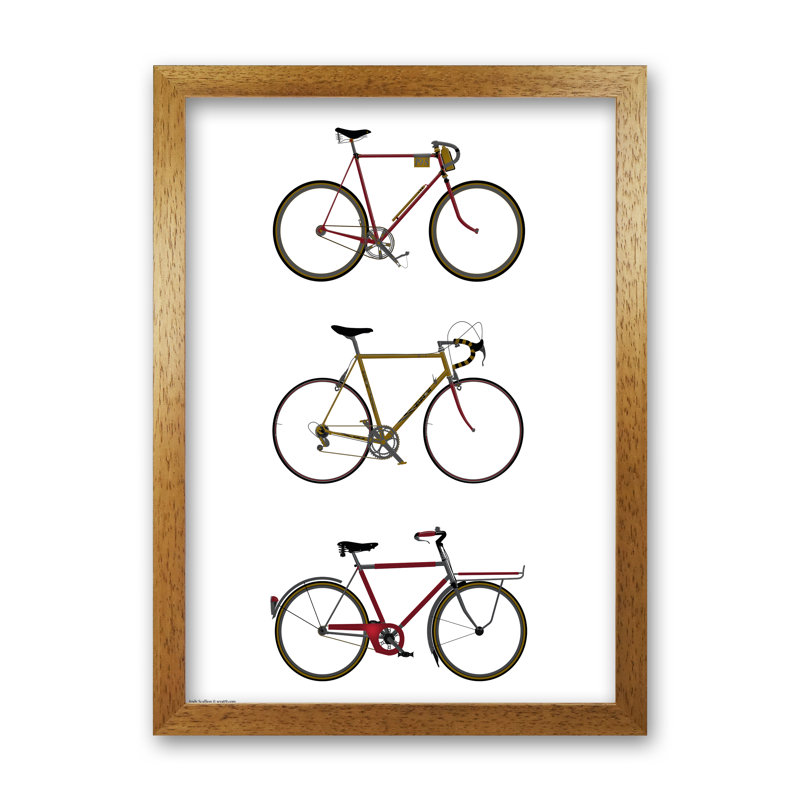 Three Bikes - Print, 84cm H x 60cm W x 3cm D, Oak Framed