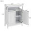 Armoire de rangement blanche pour le plancher de la salle de bain avec double volets, enduite, spacieuse, finition facile à assembler, rangement spacieux, guide d'assemblage