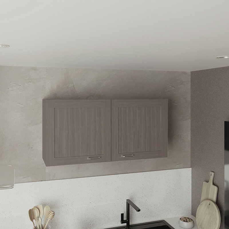 Armoire murale, double porte, large, une tablette, cuisine, armoire de rangement, Gris