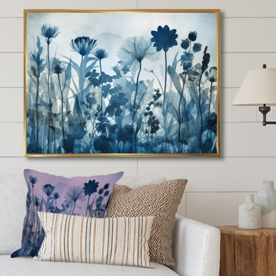 «Wildflowers In Meadow Blue Vintage Botanical I», reproduction sur toile