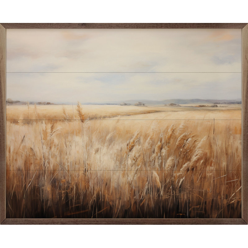 Vast Wheat Field 1 - Impression sur bois avec cadre flottant, H 10 po x l 8 po
