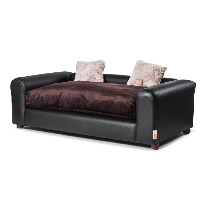 Canapé pour chien pour animaux premium en similicuir, Espresso, Grand (H 13 po x l 40 po x P 23 po)