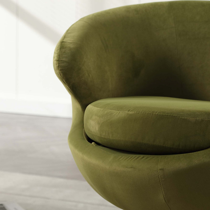 Chaises d'appoint pivotantes 360 degrés Cuddle Barrel, Velours vert olive