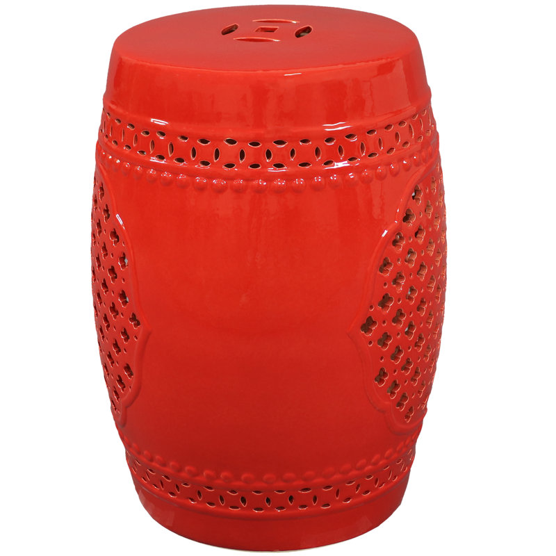 Tabouret d'appoint de jardin en céramique 17,75 po Newlyn - rouge, Rouge