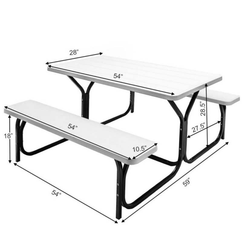 Dion 4 - Person Patio Dining Set with Rectangular Table, White