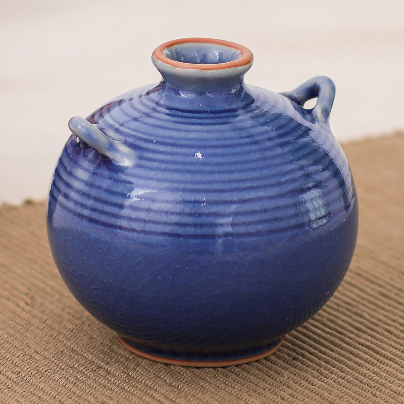 Novica Handmade Thai Circles Celadon Ceramic Vase