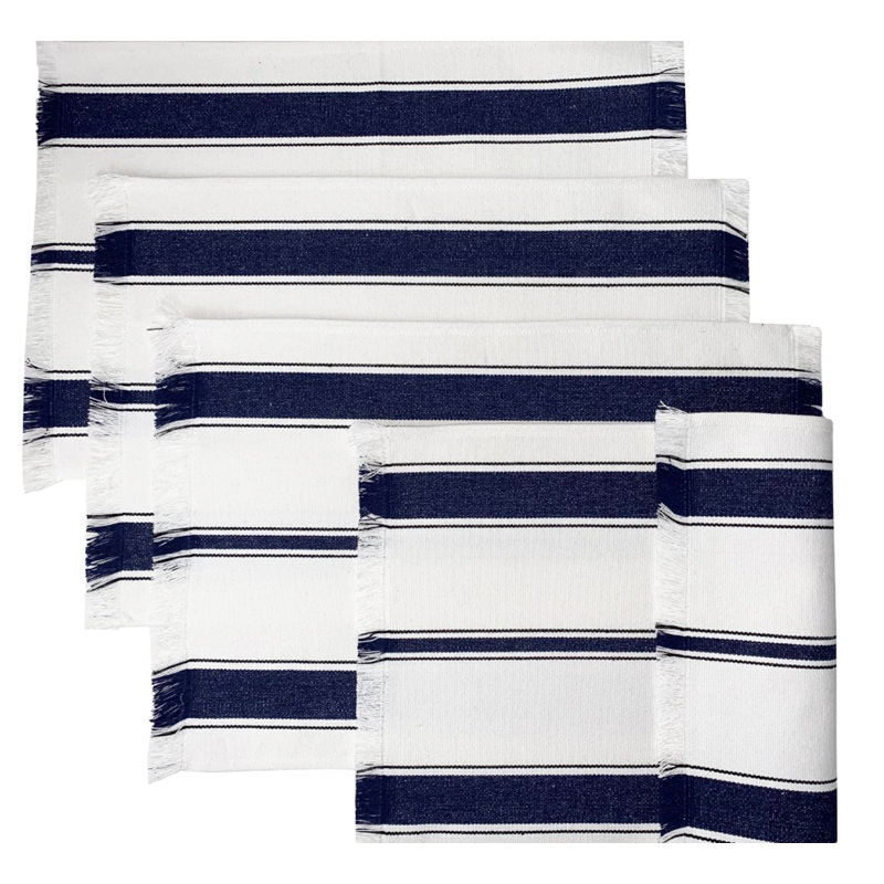 Napperon 19 ", Bleu marine / blanc