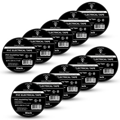 Ruban électrique en PVC sans plomb de qualité professionnelle 3/4 po x 0,07 po x 60 pi noir - paquet de 10