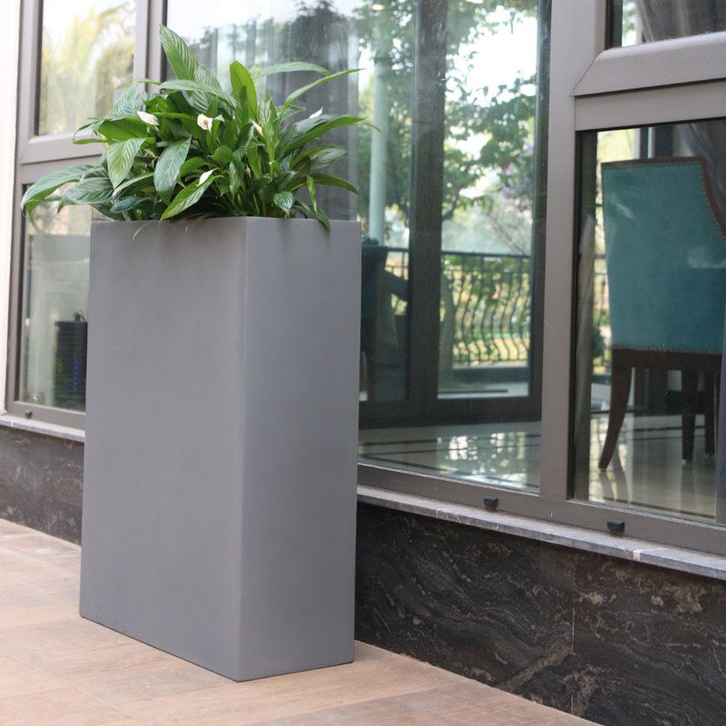 Connoisseur Fibreglass Planter Box, Grey, 19" H x 8" W x 36" D