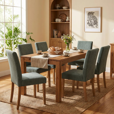 Modern Upholstered Dining Chair, Fabric Parsons Kitchen Chair, High Back Side Chair With Solid Wood Legs
