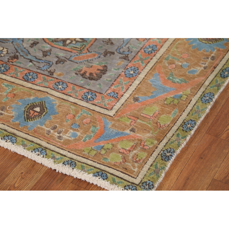 Tapis traditionnel rétro vert 7 x 9