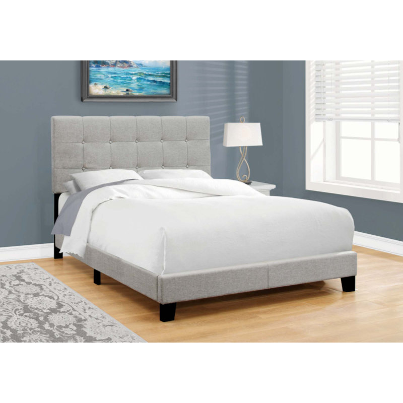 Lit tapissier standard Rojus, Gris, Grand