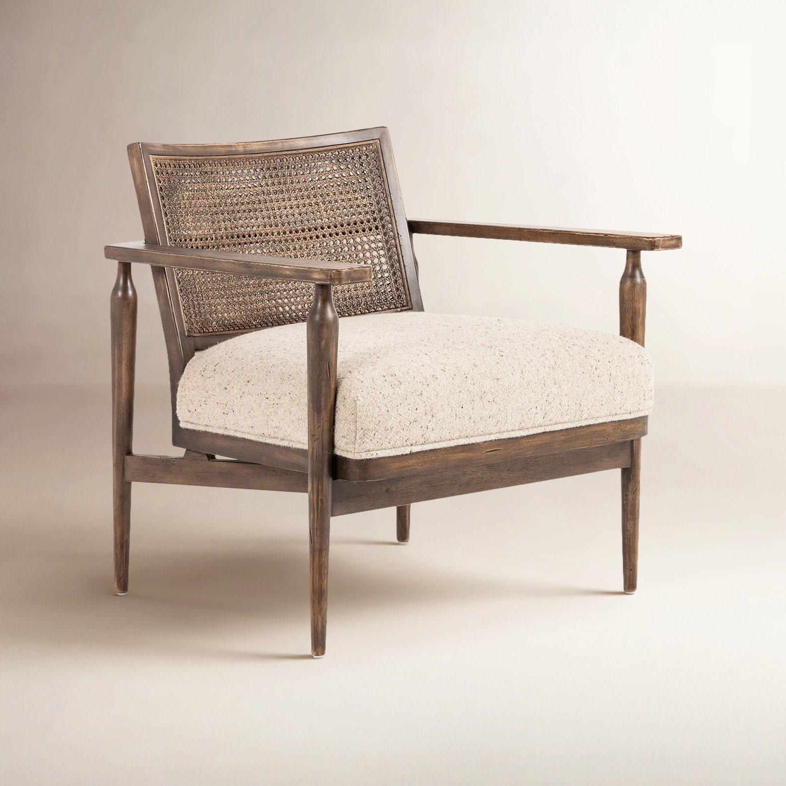 Anasia Genuine Leather Armchair, Camel Linen Blend