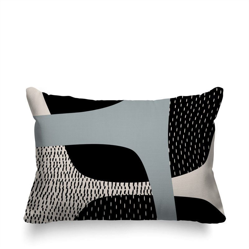 Coussin lombaire réversible intérieur / extérieur Vikka, H 14 po x l 20 po, Gray/Black/Off-White, Labi