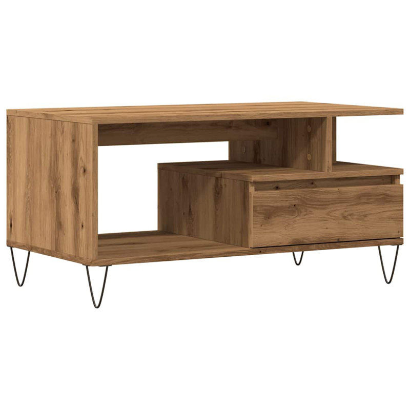 Narcis Four Leg Coffee Table with Storage, Artisan Oak