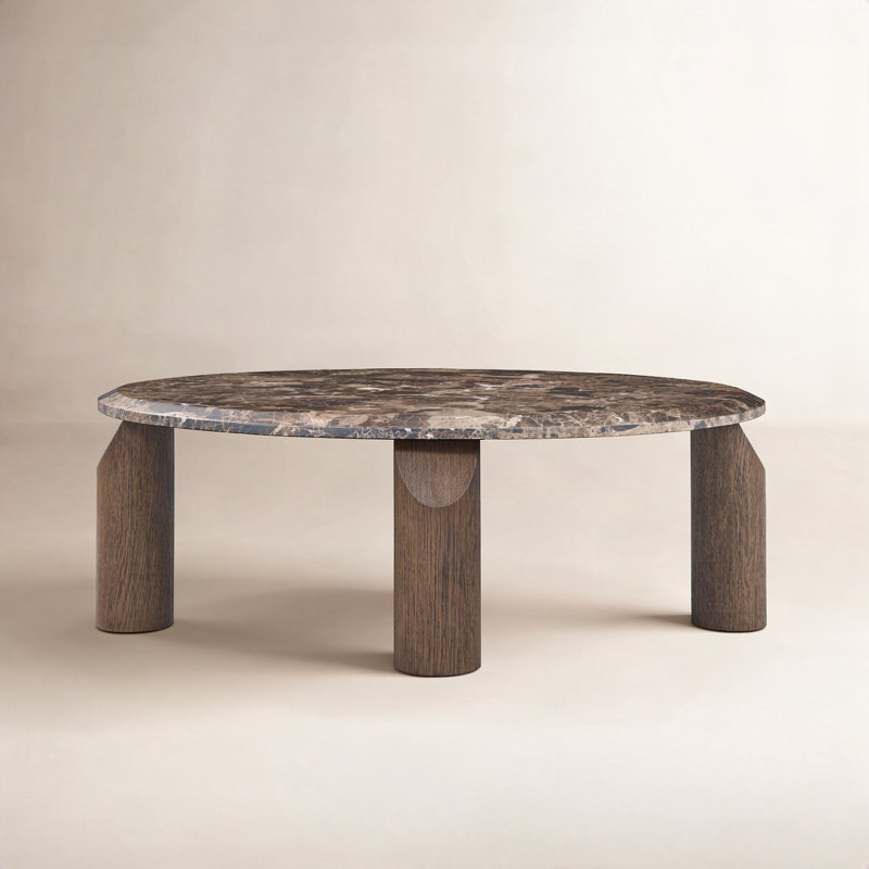 Vienna Marble Cocktail Table, Brown, Dark Emperador, 16"H x 40.25"L x 40.25"W