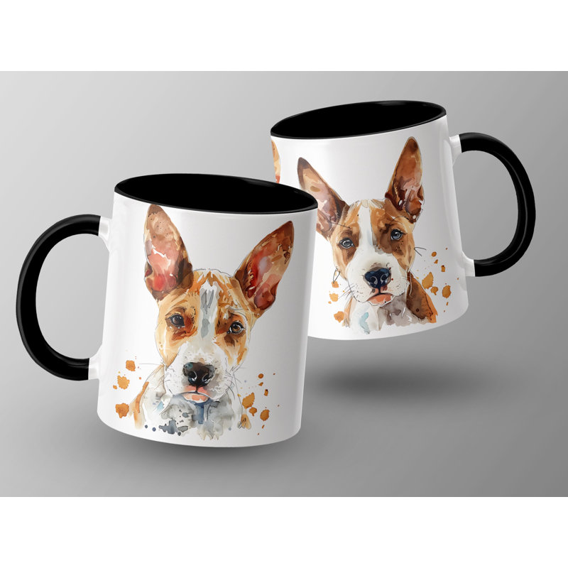Unique Basenji Dog Watercolor Artwork 11oz Coffee Mug, Black, 3