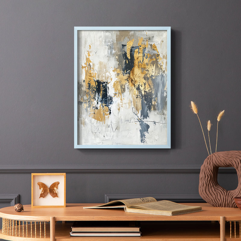 Série ABSTRACT CDLxxxix - reproduction encadrée de qualité supérieure - prête à être accrochée - aucun clou requis, Bleu