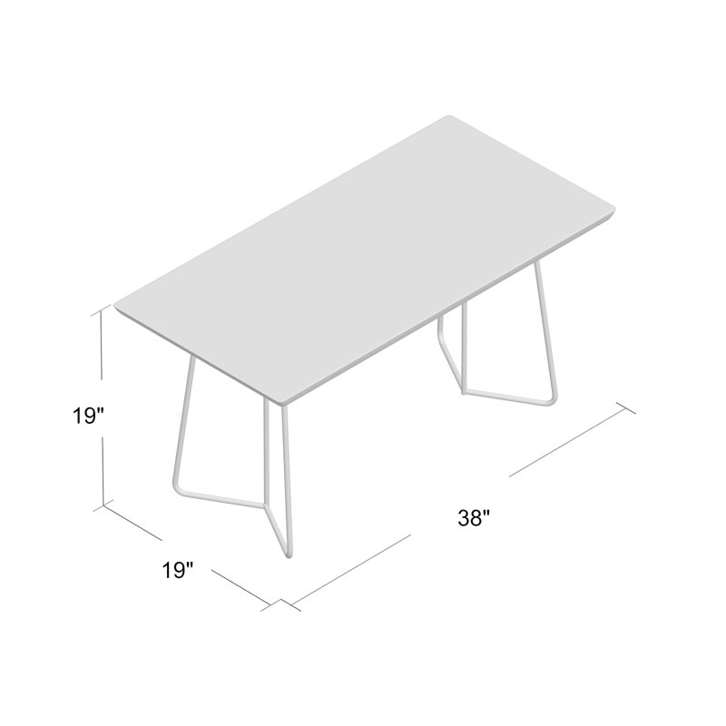 Table basse traîneau avec rangement, H 19 po x l 38 po x p 19 po, Or