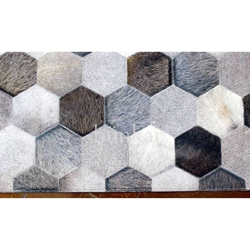 Mckinney Geometric Cowhide Area Rug, Rectangle 240 x 300 cm