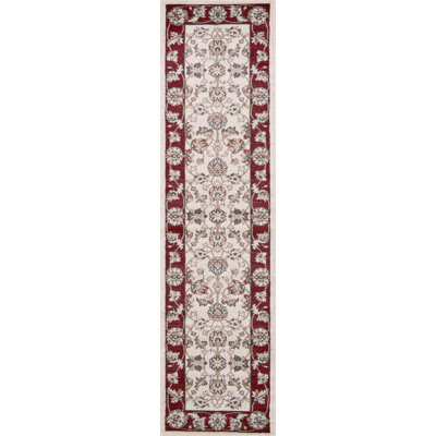 Tapis d'intérieur ivoire à bordure rouge