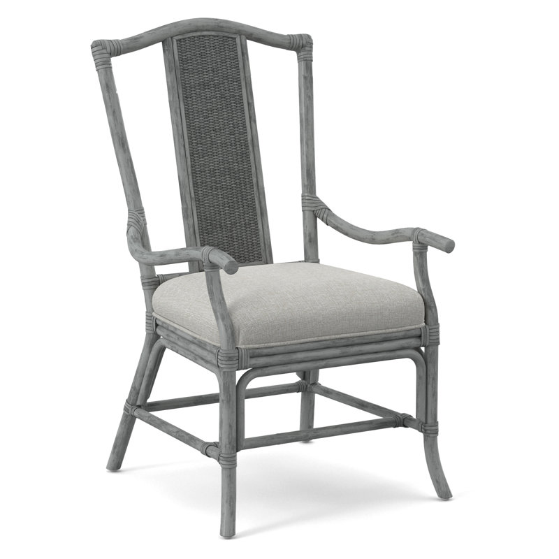 Drury Lane Slat Back Dining Arm Chair, White Textured Performance; 0865-91, Nickel