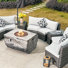 Billington 6 - Person Outdoor Steel Wicker Fire Pit Conversation Set - Gray