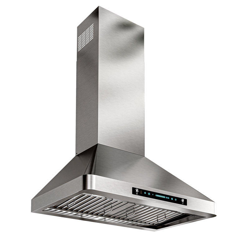 Hotte de cuisine murale 30 po, 900 pi³ / min, convertible au mur, en acier inoxydable, silencieuse, 4 vitesses, télécommande et contrôle tactile avec lumières DEL