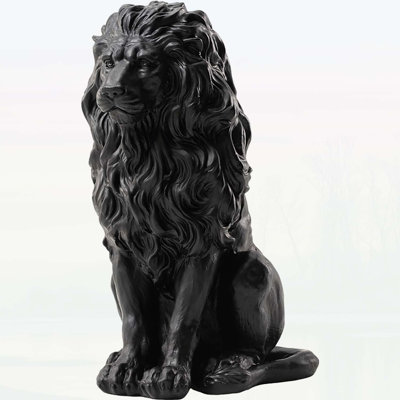 Statue de lion en résine de 52 cm, sculpture de gardien d'extérieur durable pour jardins et maisons, décoration animale réaliste à connotation patriotique