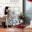 3FT Flocked Christmas Tree With Pine Needle Branches, Pine Cones & Red Berrie For Tabletop, Entryway, Or Office Decor