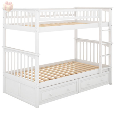 Versatile Convertible Bunk Bed with Spacious Drawers, Ideal for Space-Saving and Multi-Functional Living