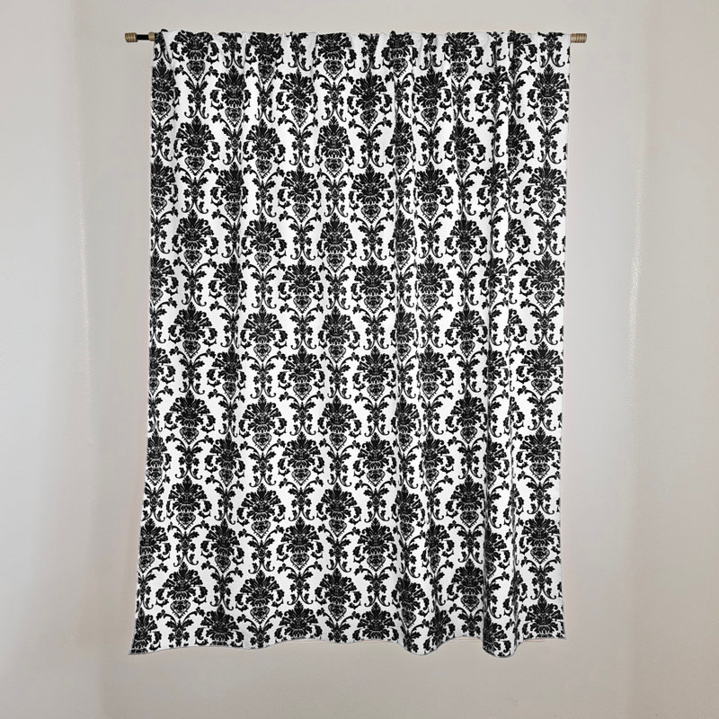 Rideau de fenêtre en popeline de polyester à imprimé damassé de 58 pouces de large, L 58 po x L 72 po, Bleu royal