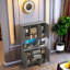 Armoire de cuisine autoportante avec 3 prises de courant alternatif et 2 ports USB, buffet moderne avec tiroir, lumières à DEL et support pour micro-ondes, armoires de buffet pour la cuisine-917901557