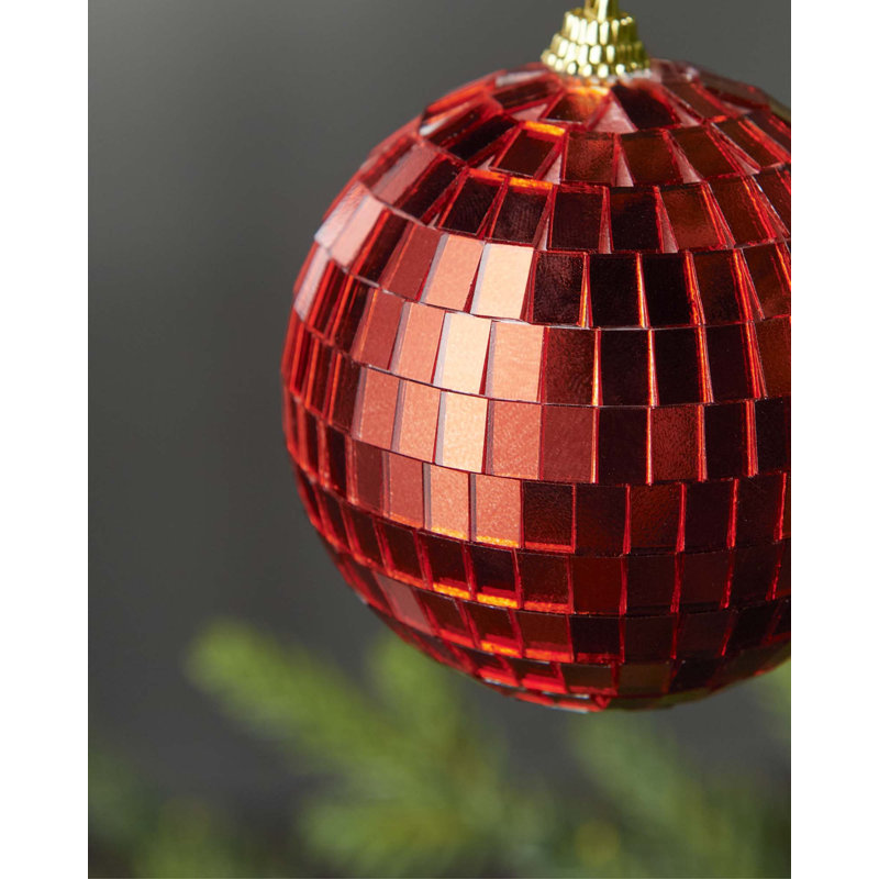 8cm Glass Bauble, Red