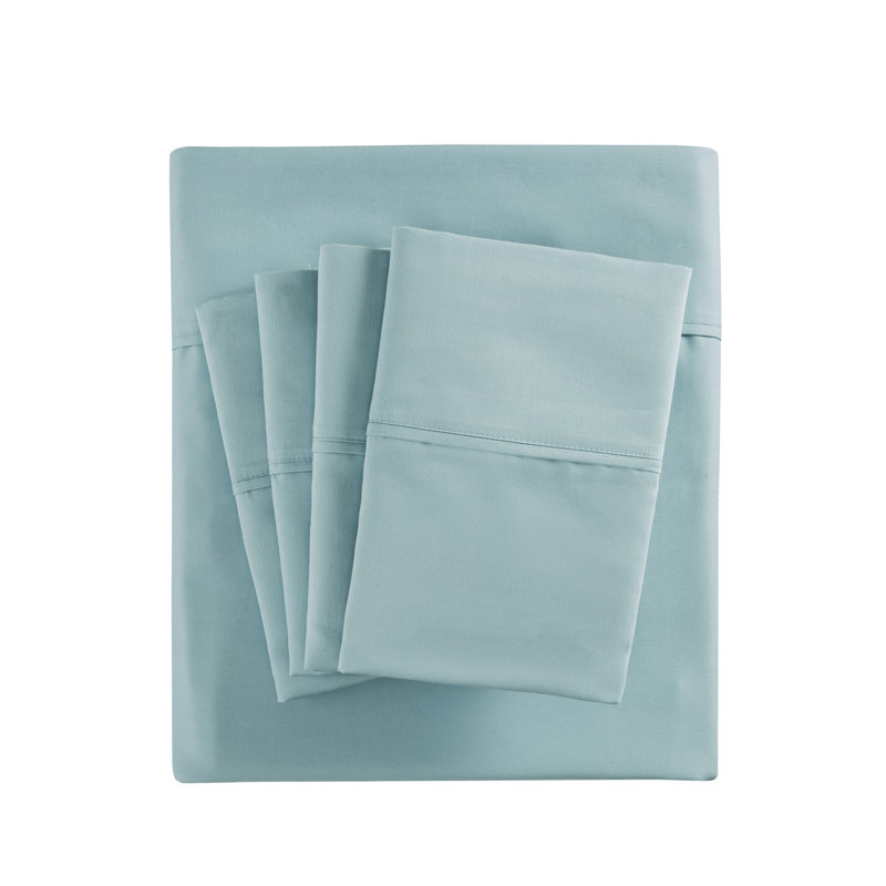 Ensemble de draps en mélange de coton 800 fils, Ensemble de draps pour grand lit + 1 drap-housse +, Turquoise
