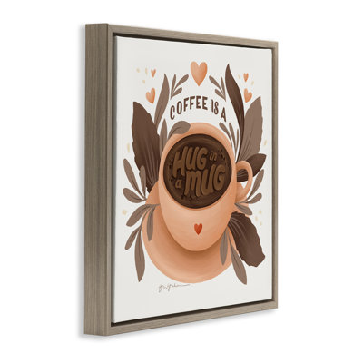 Coffee Is Hug in Mug Framed Floater Canvas Wall Art by Gia Graham