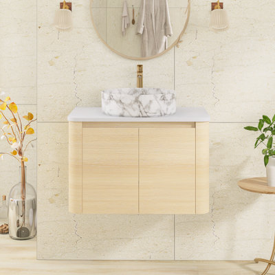 Wall Mounted Single Double Single Vanity Bathroom Vanity With Engineered Stone Top