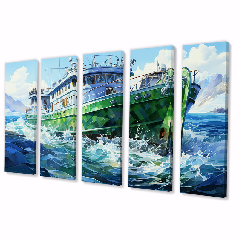"Voyage cubique vert 5 pièces", 5 pièces, H 28 po x l 60 po