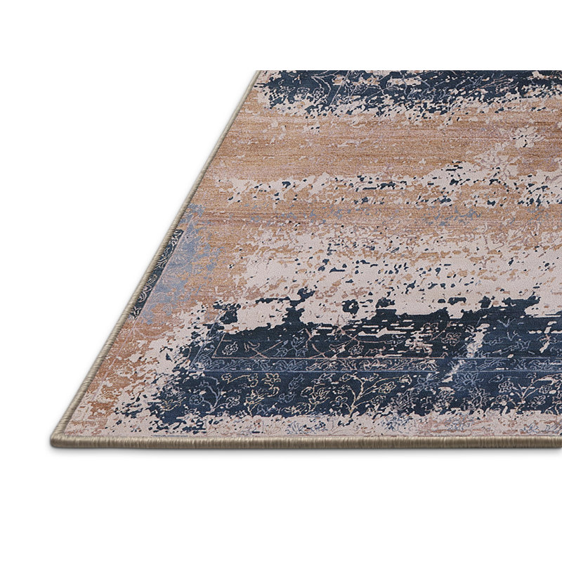 Tapis abstrait brun / bleu, Rectangle 2 pi x 4 pi