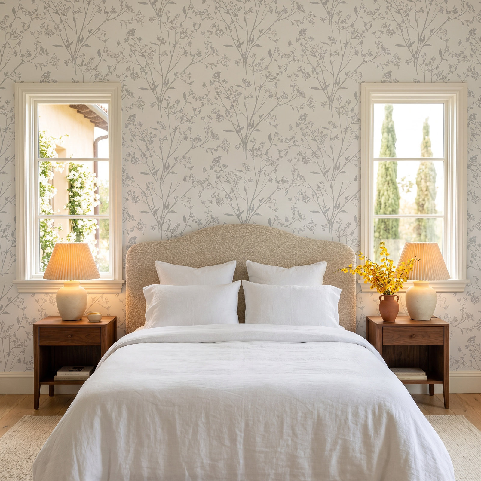 Stormi Modern Floral Wallpaper, Light Gray