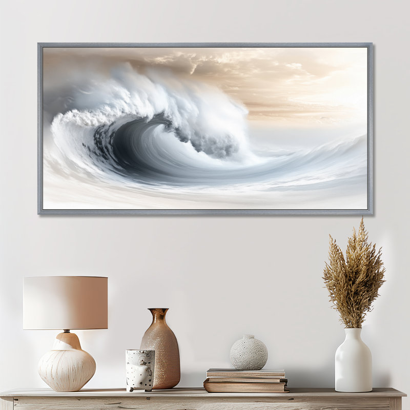 «Gray White Oscar II», reproduction sur toile, art mural nautique, H 12 po x l 20 po, Silver Floater Framed