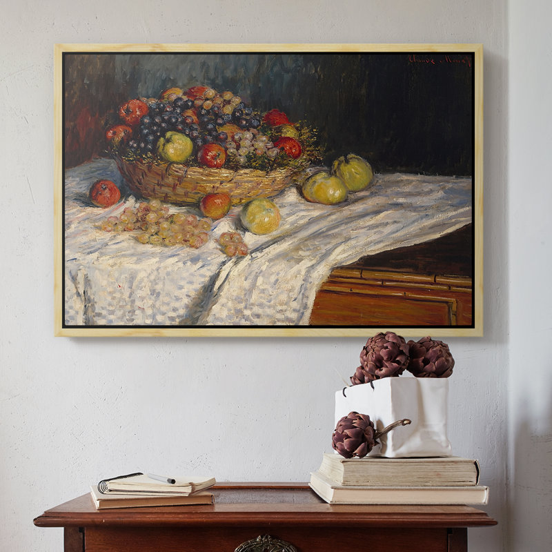 Nature morte avec pommes et raisins, 1880 - Claude Monet, toile tendue avec châssis, 16 x 24, Naturel