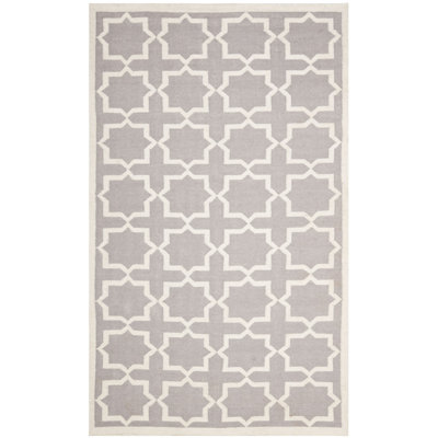 Rodgers Hand Woven Flat Weave Wool/Cotton Geometric Rug in Ivory