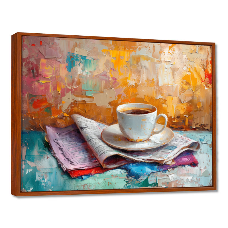 Morning Cozy Cup Of Coffee - décoration murale café, H 16 po x l 32 po, Cadre flottant brun