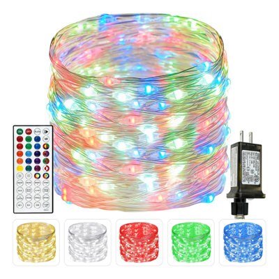 66ft 200 Led Rgb Color Changing String Lights With Remote, 24 Colors, Waterproof, Indoor And Outdoor Twinkle Lights